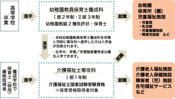 高校→各学科→就職のフロー図